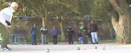 playing petanque